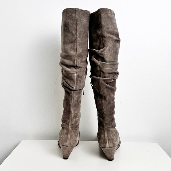 Vintage Colin Stuart suede wedge slouch boot grey size 6 - Picture 4 of 7
